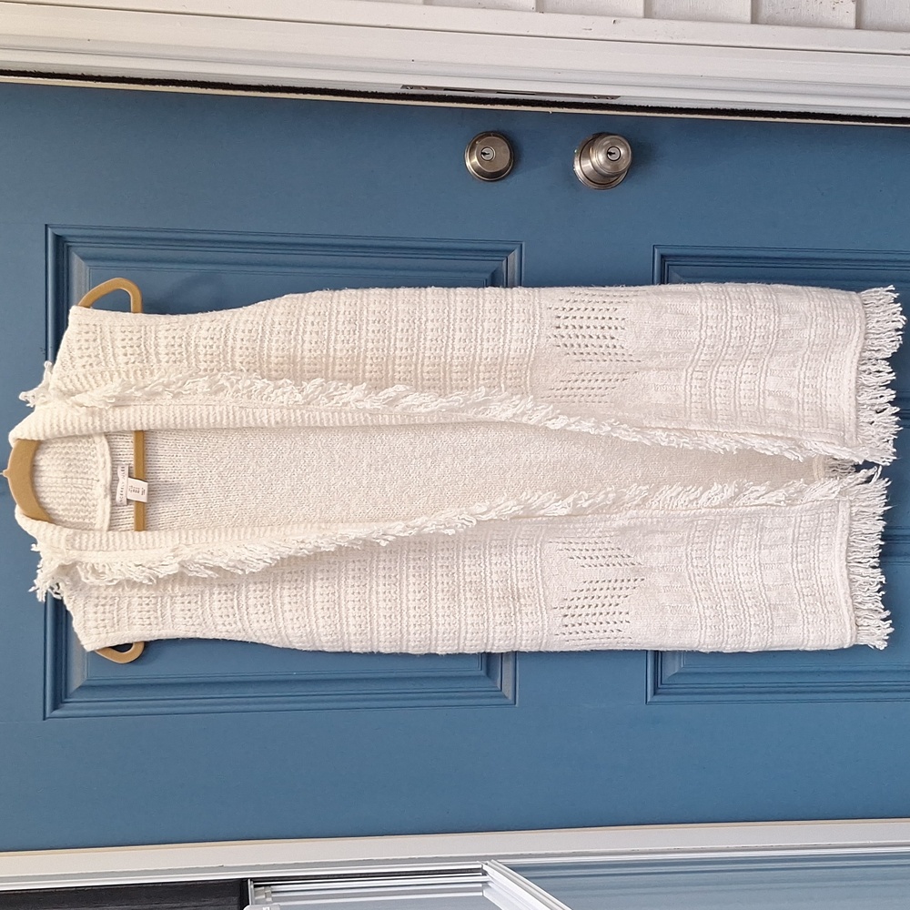 Sincerely Jules cotton blend long Fringe cream Knit vest size small